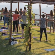 Outdoor Yoga Platform overlooking vineyards and olive groves at Il Borghino