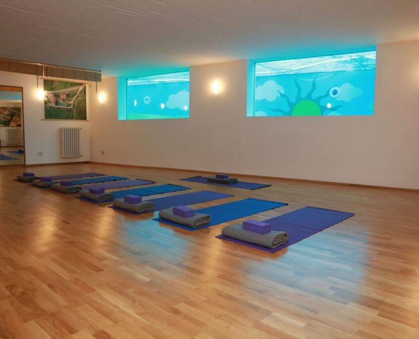 Indoor Yoga Room with views to the swimming pool